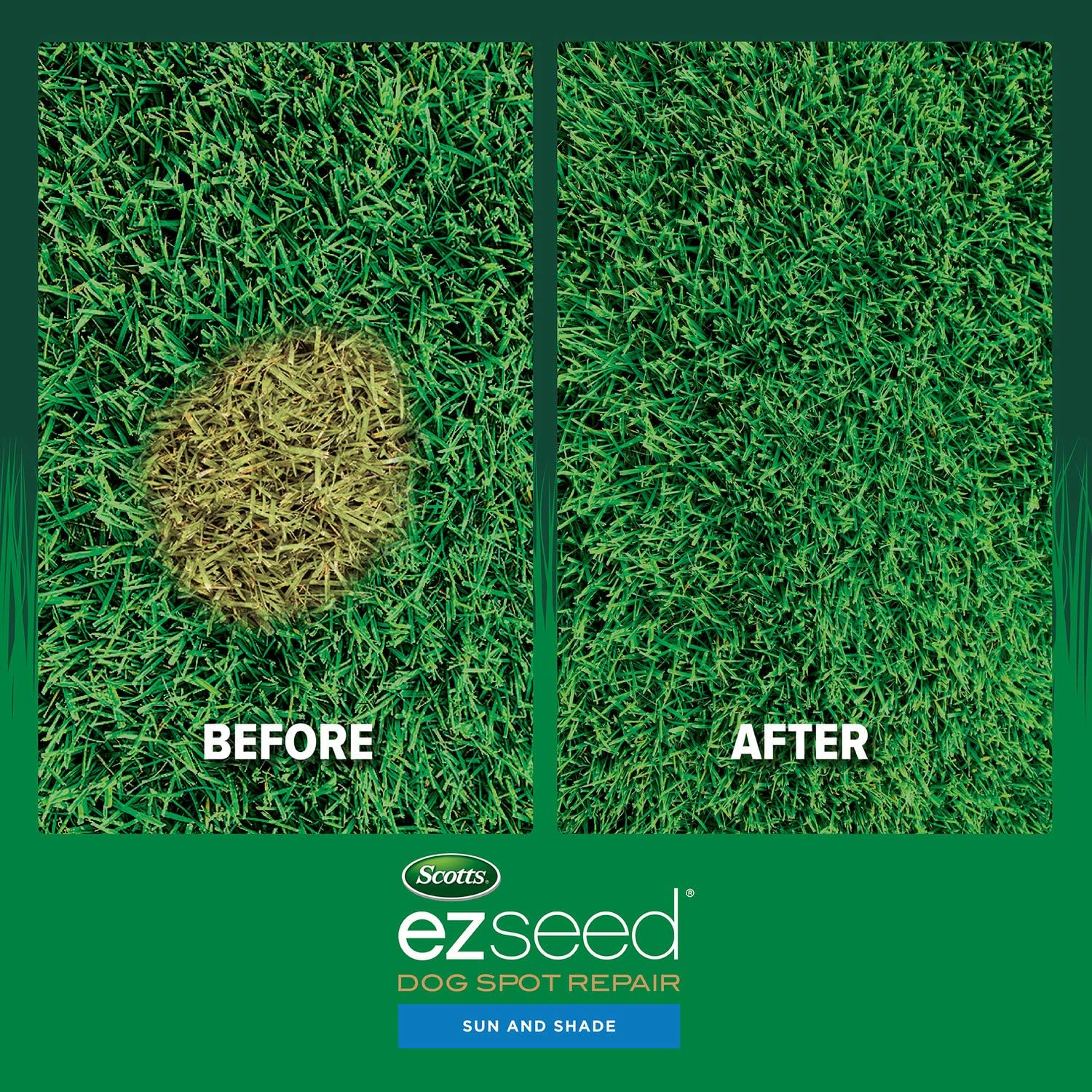 Scotts Ez Seed Dog Spot Repair Sun And Shade, 2 Lbs. | Combination Mulch, Grass Seed Mix And Soil Amendment To Neutralize And Repair Pet Spots