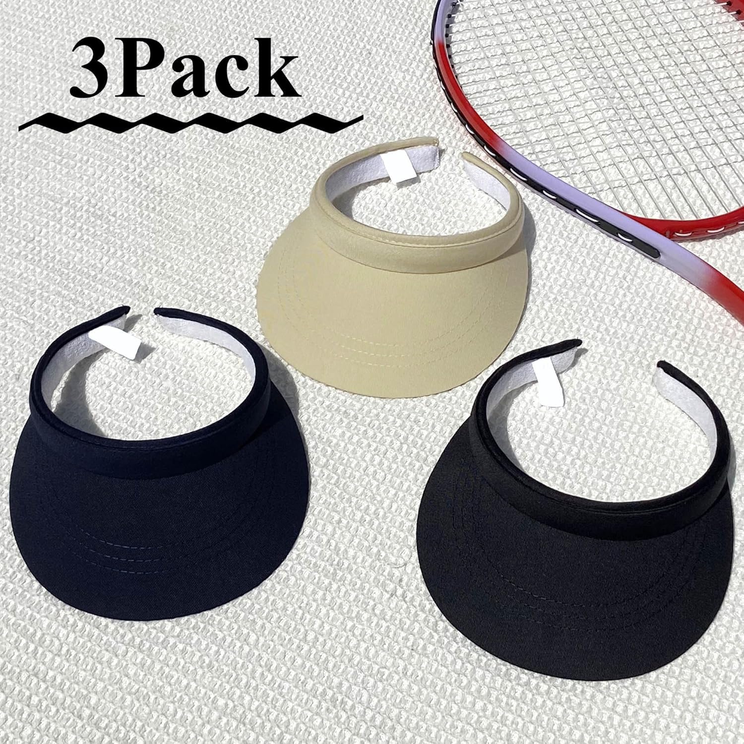3 Pack Sports Sun Visor Hat Women Men Adjustable Clip On Visors Outdoor Golf Beach Cap