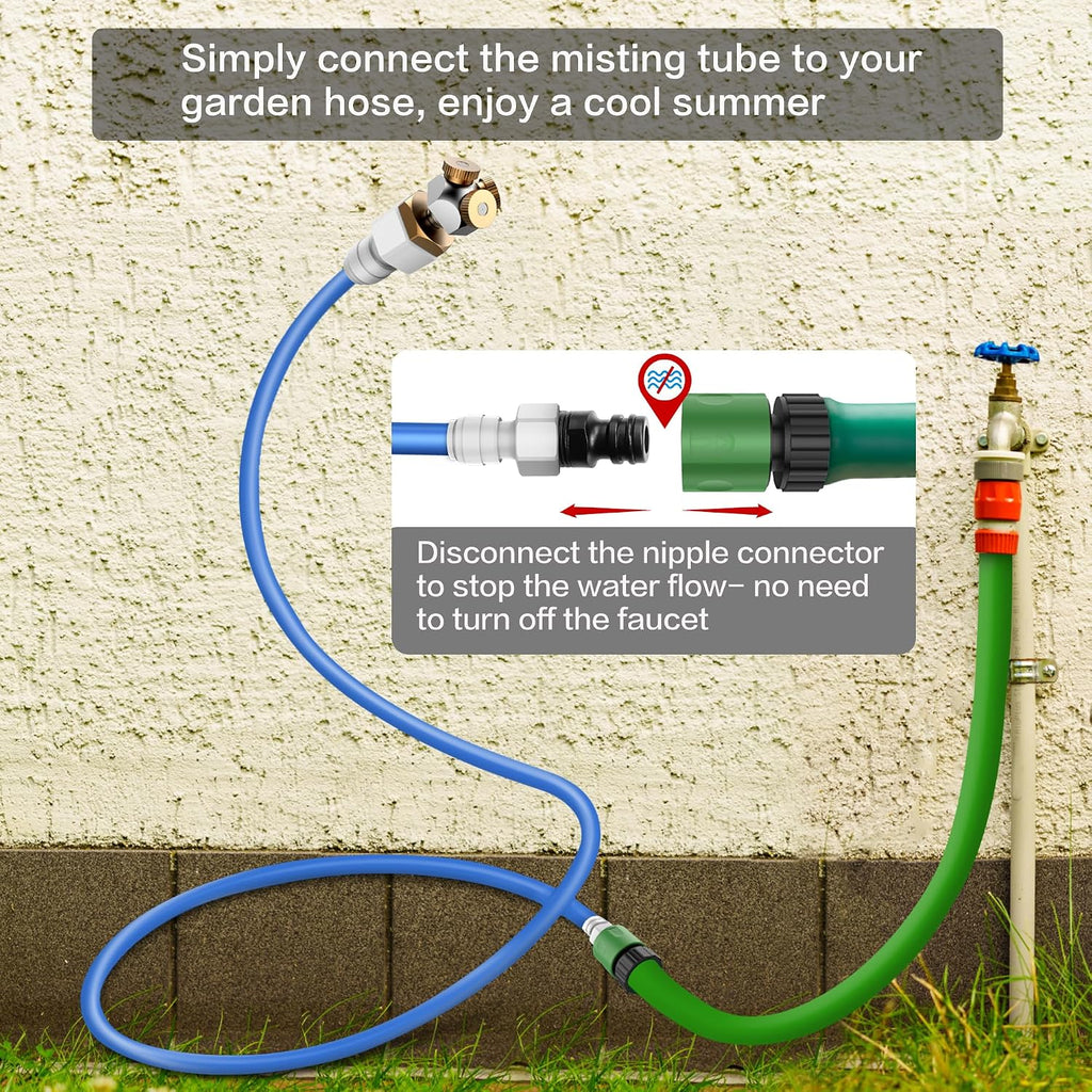 Haowin Upgraded Misters For Outside Patio, 3 Nozzles Fine Mist Leakproof 6.6Ft Aluminum Bendable Hose Mister, Misting System For Patio Misters For Cooling Outdoor Greenhouse Chicken Coop Trampoline
