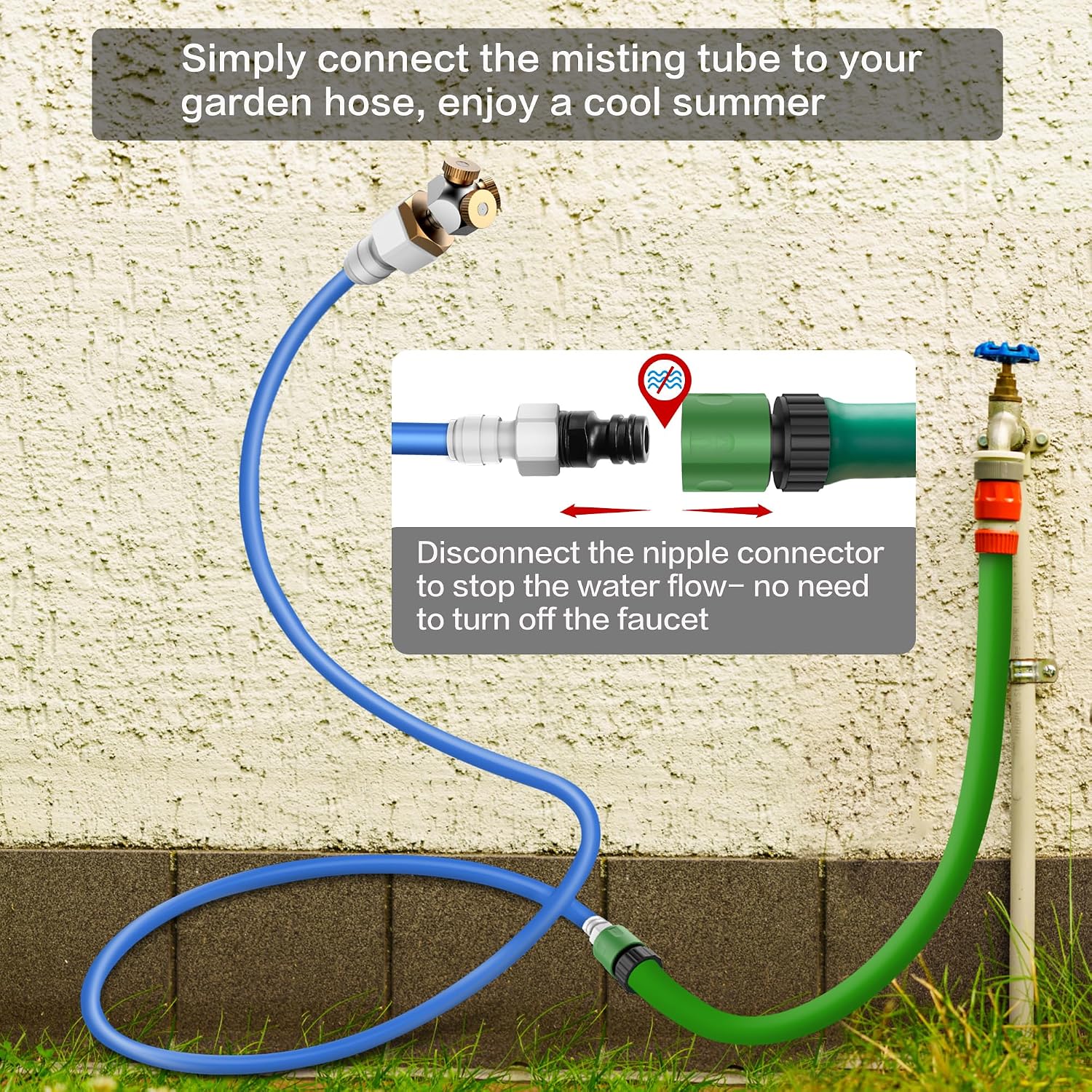 Haowin Upgraded Misters For Outside Patio, 3 Nozzles Fine Mist Leakproof 6.6Ft Aluminum Bendable Hose Mister, Misting System For Patio Misters For Cooling Outdoor Greenhouse Chicken Coop Trampoline