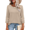 OFEEFAN Womens Tops Dressy Casual 3/4 Length Sleeve Shirts Spring Summer Plus Size Lace Crochet Blouses Waffle Knit