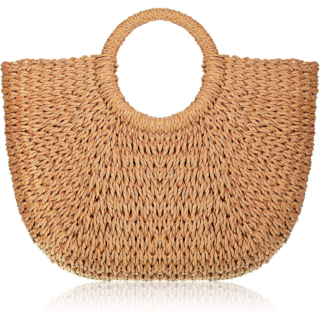 Frienda Straw Tote Bag Summer Beach Bag Handmade Straw Rattan Woven Handbag For Women Travel