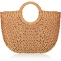 Frienda Straw Tote Bag Summer Beach Bag Handmade Straw Rattan Woven Handbag For Women Travel