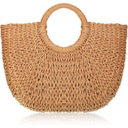 Frienda Straw Tote Bag Summer Beach Bag Handmade Straw Rattan Woven Handbag For Women Travel