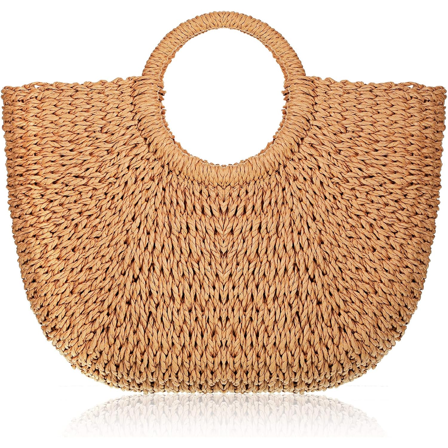 Frienda Straw Tote Bag Summer Beach Bag Handmade Straw Rattan Woven Handbag For Women Travel