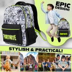 Fortnite Backpack For Kids Teens School Bookbag Travel Bag Rucksack For Vacation Sports Gifts For Kids (Black Aop)