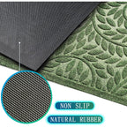 Bulijojo Front Door Mat Entrance,Durable Heavy Duty Welcome Mat,Thick Absorbent Natural Rubber Non Slip Mat,Sturdy Entryway Green, 17"X30"
