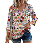 Akewei Womens 3/4 Sleeve Tops V Neck Linen Blouse Button Down Shirts For Women Dressy Casual 2026