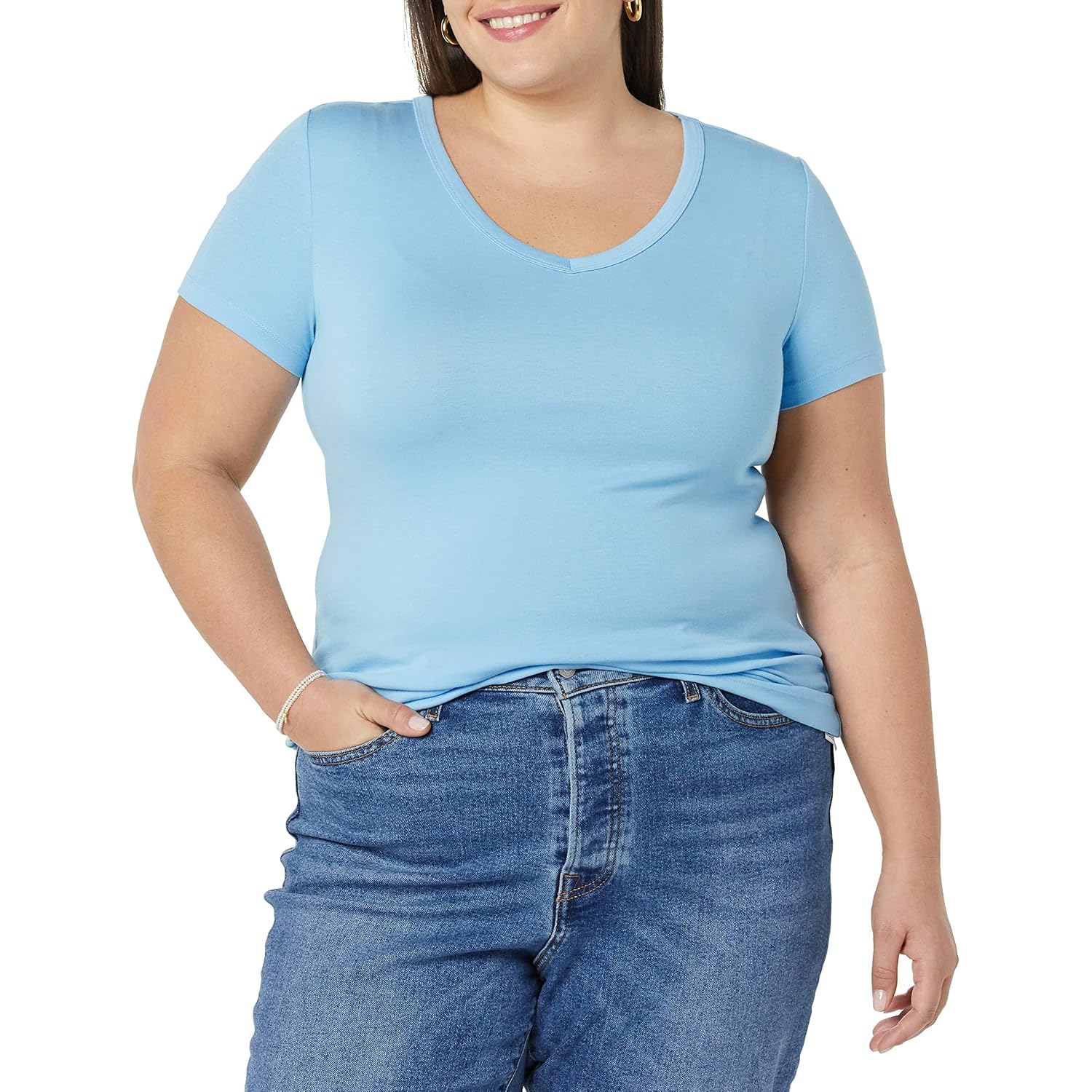 Amazon Essentials Women'S Slim-Fit Short-Sleeve V-Neck T-Shirt