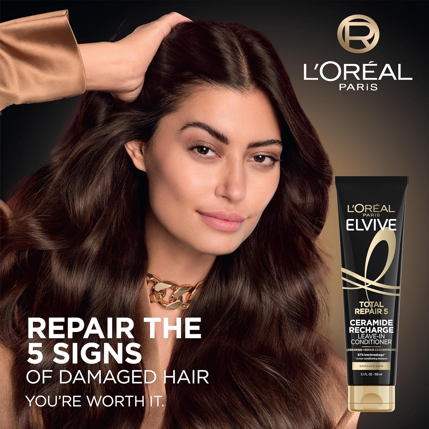 L'Oreal Paris Elvive Total Repair 5 Protein Recharge Leave In Conditioner Treatment and Heat Protectant, 5.1 Ounce
