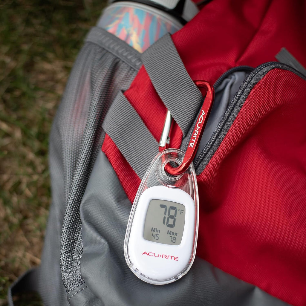 Acurite Portable Digital Thermometer For Indoor Or Outdoor Temperature With Carabiner Clip (00333)