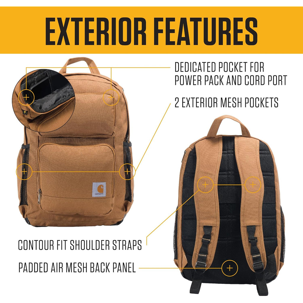 Carhartt 28L Dual-Compartment Backpack, Durable Pack With 16" Laptop Sleeve And Duravax Abrasion Resistant Base, Black