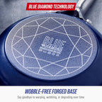 Blue Diamond Nonstick 2QT Saucepan with Lid, Non Toxic PFAS-Free Diamond Ceramic, Dishwasher & Oven Safe, Metal Utensil Safe Pot, Stay Cool Handle, Chef Pan, Glass Lid, Blue