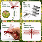 8 Pack 3D Dragonfly Clips, Realistic Fake Dragonflies With Stakes