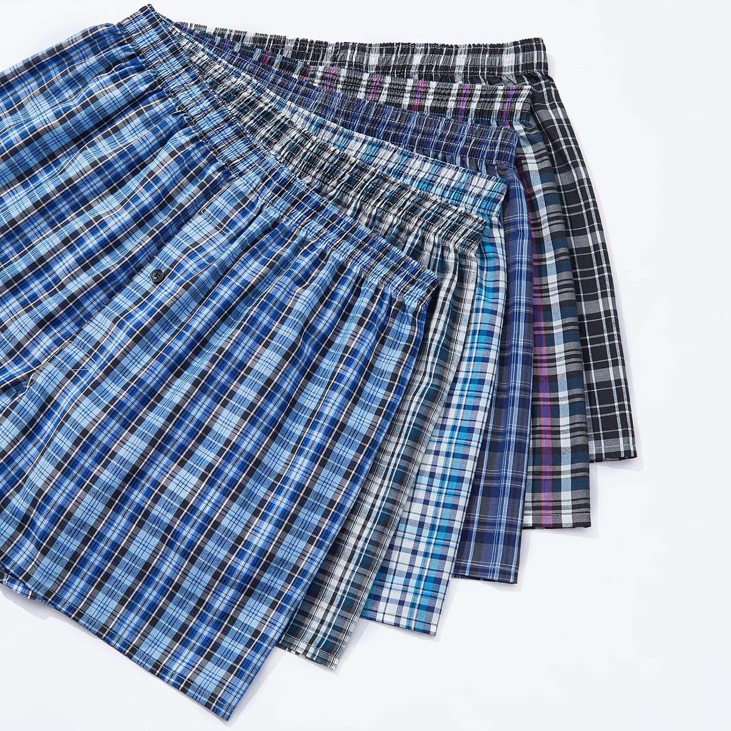 Men'S Underwear Woven Boxers For Men Pack Cotton Boxer Shorts Elastic Waistband