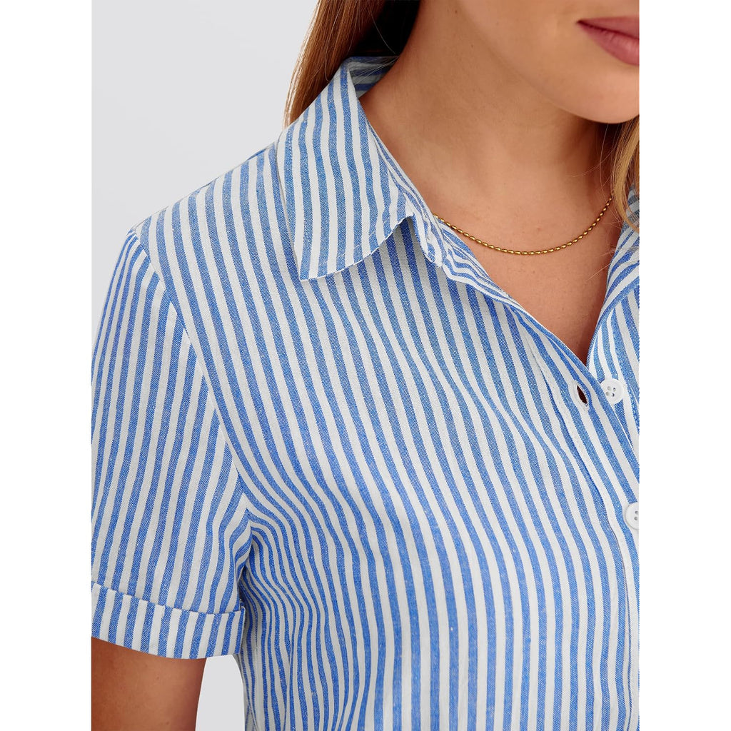 Anrabess Womens Summer Shirt Dresses | Lightweight Breathable, Short Sleeve Button Polo Collar T-Shirt Dress, Daily Beach Work Outfits, Spring Fall Clothes