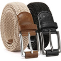 Chaoren Stretch Belt Men 2 Pack - 1 3/8" Braided Golf Belts For Men - Casual Elastic For Pants And Jeans
