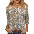 3/4 Length Sleeve Womens Tops Round Neck Casual Summer Tunic Tops Basic Tees Blouses Dressy T-Shirts Pleated Shirts