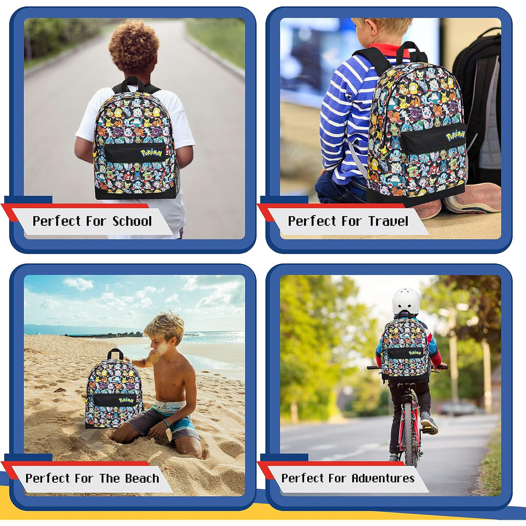 Pokemon Backpack For Kids Teens Boys Girls, Pikachu Anime Backpacks, Bag For Daycare Sports Vacation Travel, School Gift (Multi Aop)