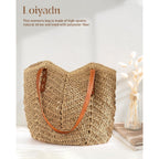 Beach Bags For Women - Straw Bag With Zipper, Soft Woven Beach Bag, Casual Straw Shoulder Bag For Daily Use