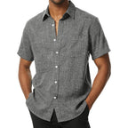 Parklees Mens Wrinkle Free Short Sleeve Button Down Shirts Texture Linen Shirts Casual Vacation Beach Summer Tops