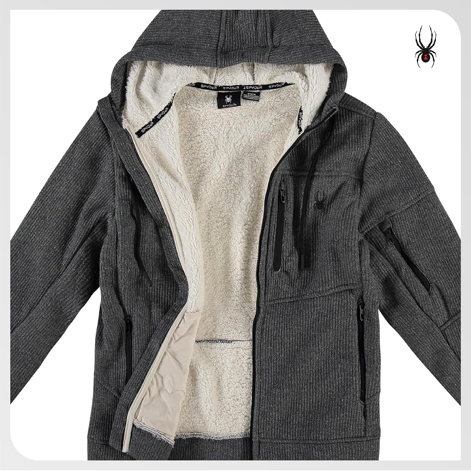 Spyder Mens Zip Up Hoodie Sweatshirt - Heavyweight Sherpa Fleece Lined Soft Extra Warm Cozy Hoodies For Men