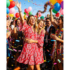 Selink Womens Long Sleeve Dresses Casual V Neck Tribal Print Button Flowy Boho Mini Beach Dress