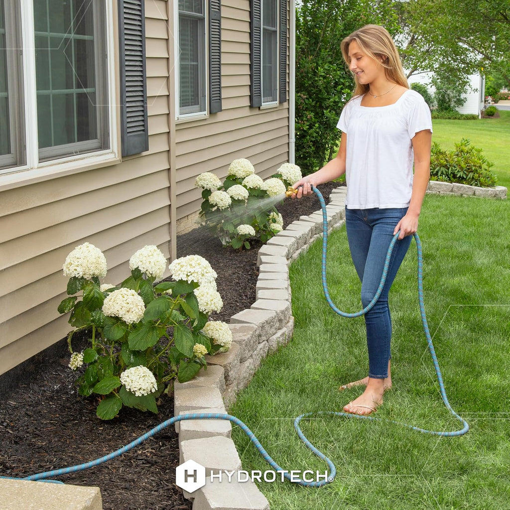 Hydrotech 25 Ft Expandable Burst-Proof Garden Hose, 5/8 In Diameter | Patented Force Control Technology Delivers Lightweight, Kink-Free Flexibility, Compact Storage And Dependable Durability.