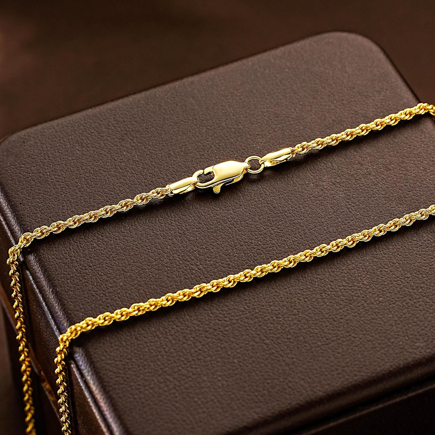 14K Gold Chain Necklaces for Women & Men, 1.5mm/2mm/2.5mm Simple Rope Link Chain for Womens Dainty Non-Tarnish Necklace Unisex Sizes 16-24 Inches Cadenas De Oro 14K Para Mujer