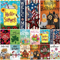 Seasonal Garden Flags Set Of 12 Double Sided 12X18 Inch, Small Yard Flags For Outside, Spring Summer Fall Winter & Holiday Outdoor Decor, 4Th Of July Halloween Christmas Decorations For All Seasons
