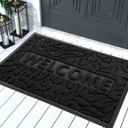Yimobra Welcome Mat Outdoor 29.5X17, Waterproof Non-Slip Outdoor Mats For Front Door Outside Entrance, Low-Profile Entryway Mat Indoor For Garage Patio, Black
