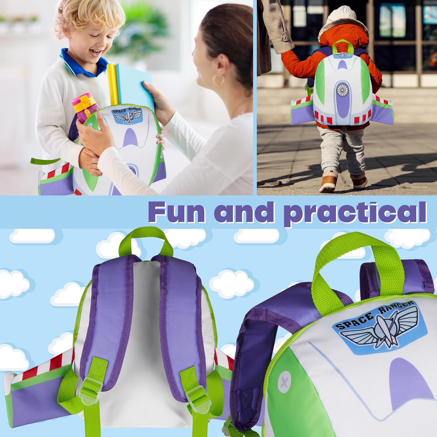 Disney Toy Story Backpack For Boys Girls Toddlers Buzz Lightyear 3D Wings Rucksack For School Supplies Travel Gifts For Kids