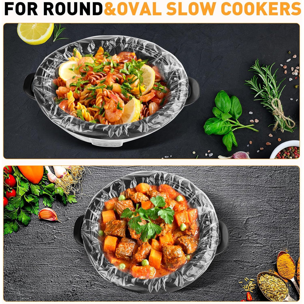 30 Pack Slow Cooker Liners, Large Size 13"x 21" Cooking Bags Disposable Pot Liners, Plastic Slow Cooker Bags Fits 3-8 Quarts, BPA Free, Suitable for Oval & Round Pot
