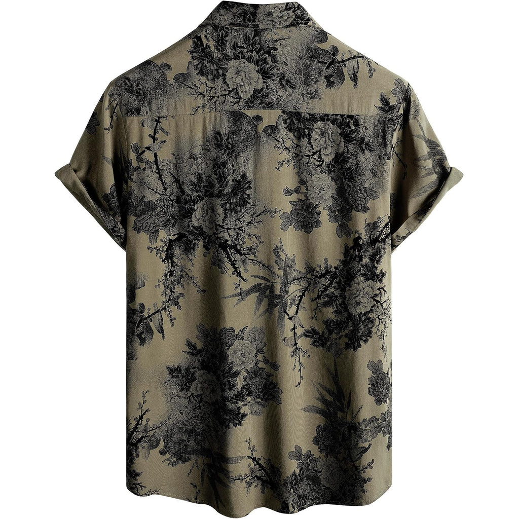 Jotook Mens Hawaiian Shirt Short Sleeve Button Down Tropical Shirts Casual Floral Summer Beach Shirt