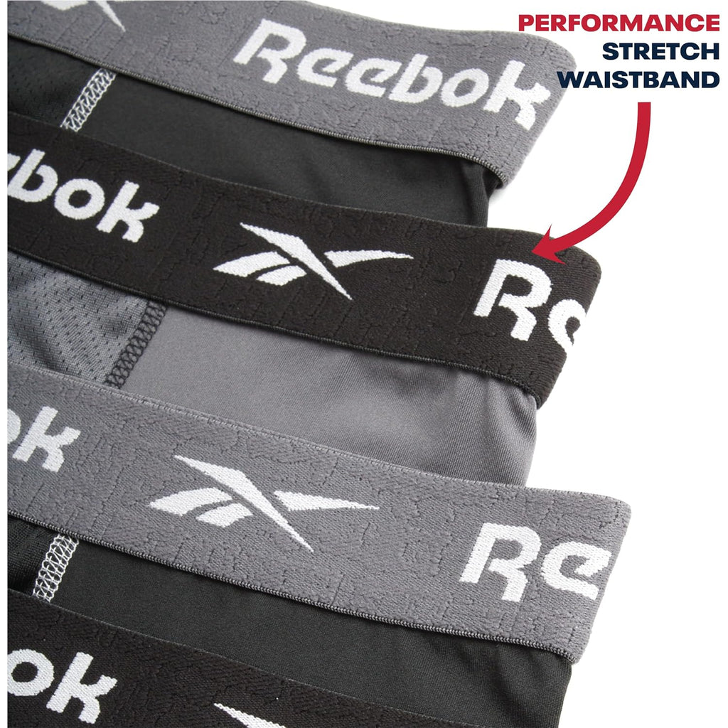 Reebok Mens Boxer Briefs - 8 Pack 6" Inseam Moisture Wicking Performance Mens Underwear Boxer Briefs With Contour Pouch