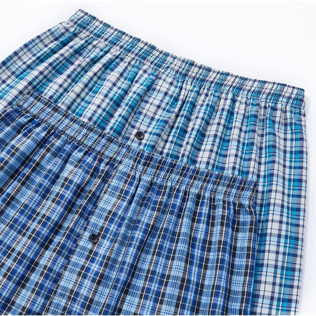 Men'S Underwear Woven Boxers For Men Pack Cotton Boxer Shorts Elastic Waistband