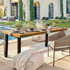 Devoko Home Acacia Wood Dining Table 6-Person Indoor Outdoor Table With Iron Legs, Sandblast Finish, Natural Stained, Rustic Metal, 69 * 33 * 30 Inch (Natural)