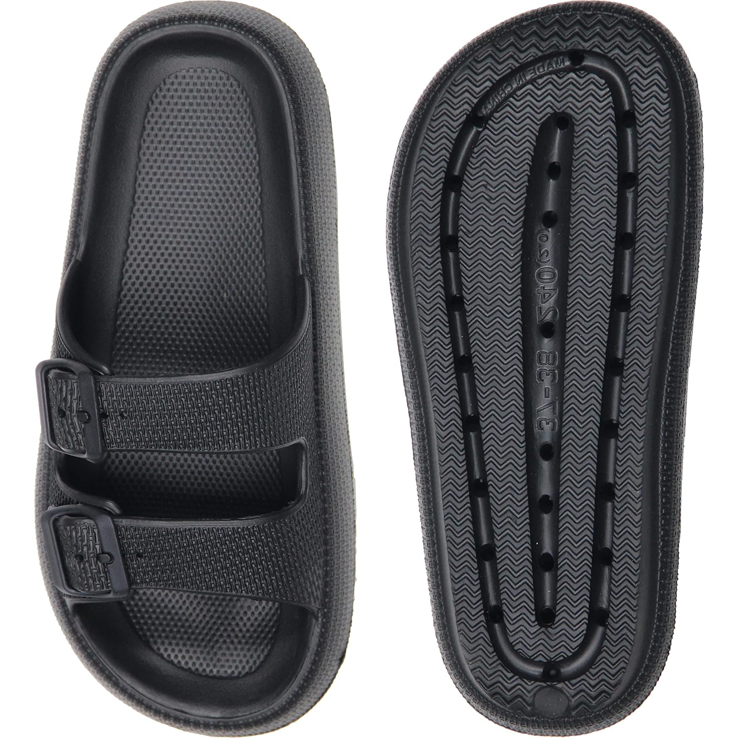 Weweya Sandals For Women And Men - Pillow Slippers - Double Buckle Adjustable Slides - Eva Flat Sandals
