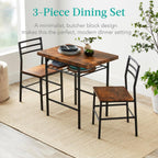 Best Choice Products 3-Piece Modern Dining Set, Space Saving Dinette For Kitchen, Dining Room, Small Space W/Steel Frame, Built-In Storage Rack - Medium Brown/Black