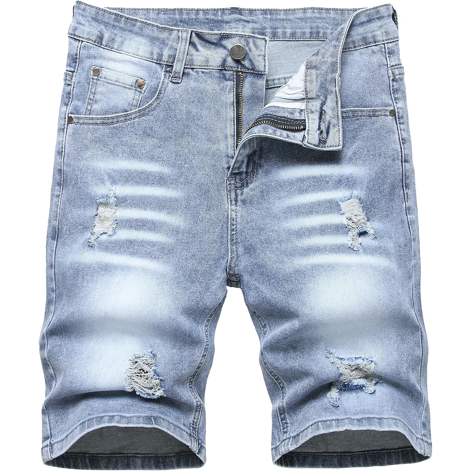 Junbaoss Men'S Slim Fit Stretch Denim Shorts Ripped Skinny Jean Shorts For Men,Fashion Straight Comfort Flex Waist Short