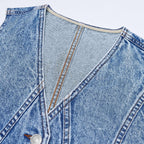 Lyhipss Denim Vest Women V Neck Jean Vest Tops For Women Sleeveless Button Down Summer Outfit Denim Tops