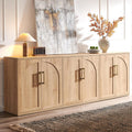 Arched Door Sideboard Buffet Cabinet Set Of 3, Natural Oak | Modular, Multi-Compartment Storage, Adjustable Shelf, Soft Close Hinges, Freestanding, For Dining Room, Living Room