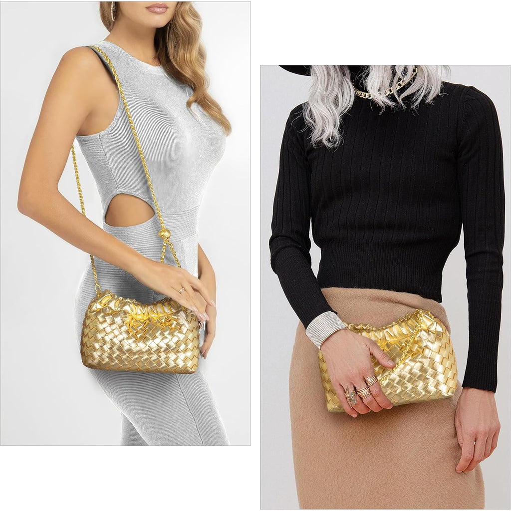 Joryin Woven Women's Crossbody Bag & Evening Purse, Trendy Dumpling Clutch & Hobo Cloud Shoulder Bag Trendy Dumpling Clutch