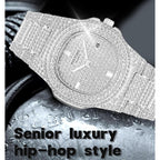 Gosasa Luxury Unisex Crystal Diamond Watches Big Face Women'S Men'S Quartz Watch Gold Silver Rose Gold Stainless Steel Bracelet Band