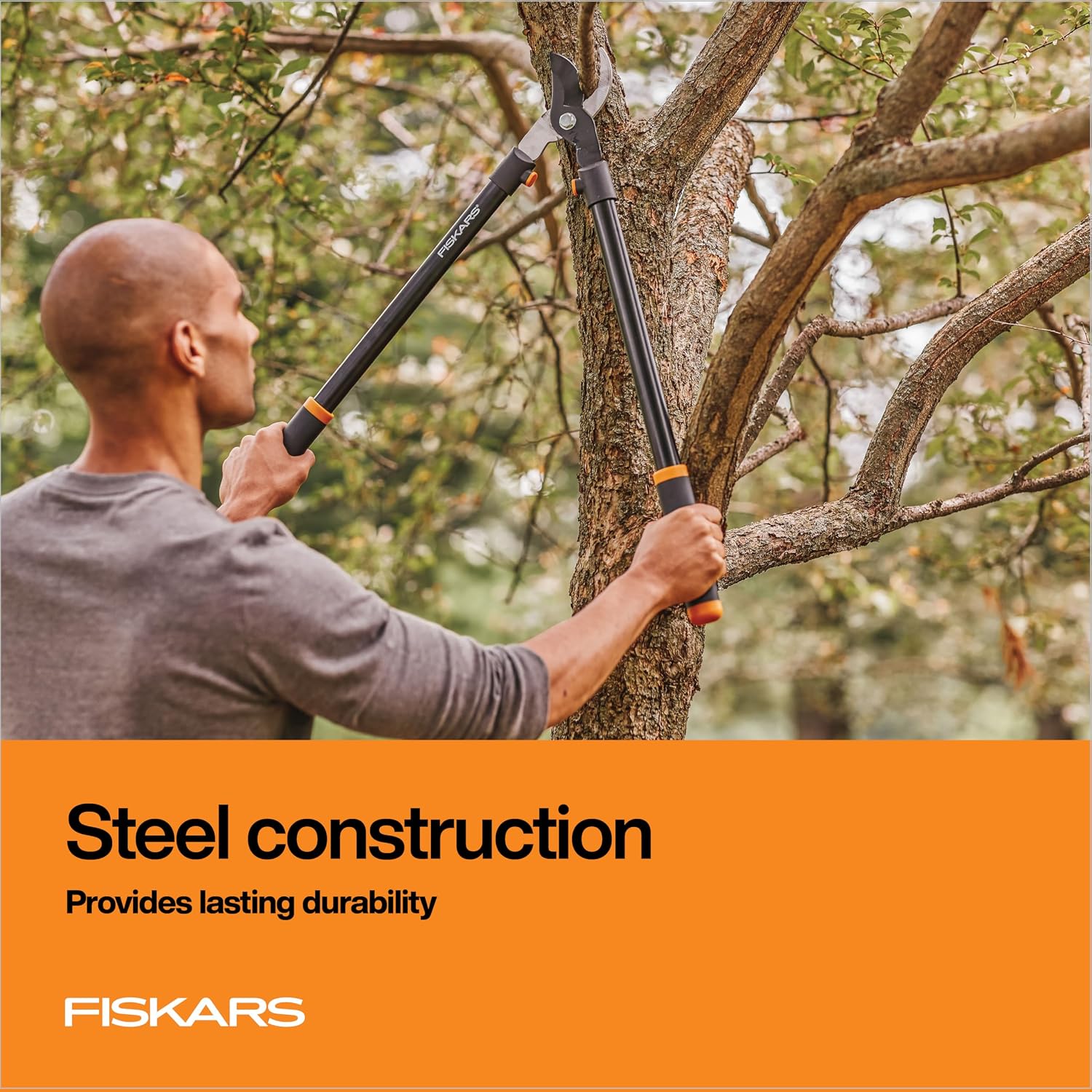 Fiskars 28" Loppers For Tree Trimming, Heavy Duty, Rust-Resistant Sharp Bypass Steel Blade Loppers, Branch Cutter Up To 1.5" Diameter Cut Capacity, Shock-Absorbing Handle, Garden Tools