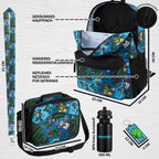 Get Trend Minecraft Kids Backpack Set For Boys With Insulated Lunch Bag, Water Bottle, Lanyard, & Charm, 5 Pc Book Bag With Padded Straps For School, Travel, Creeper Gamer Gifts (Multi Minecraft)