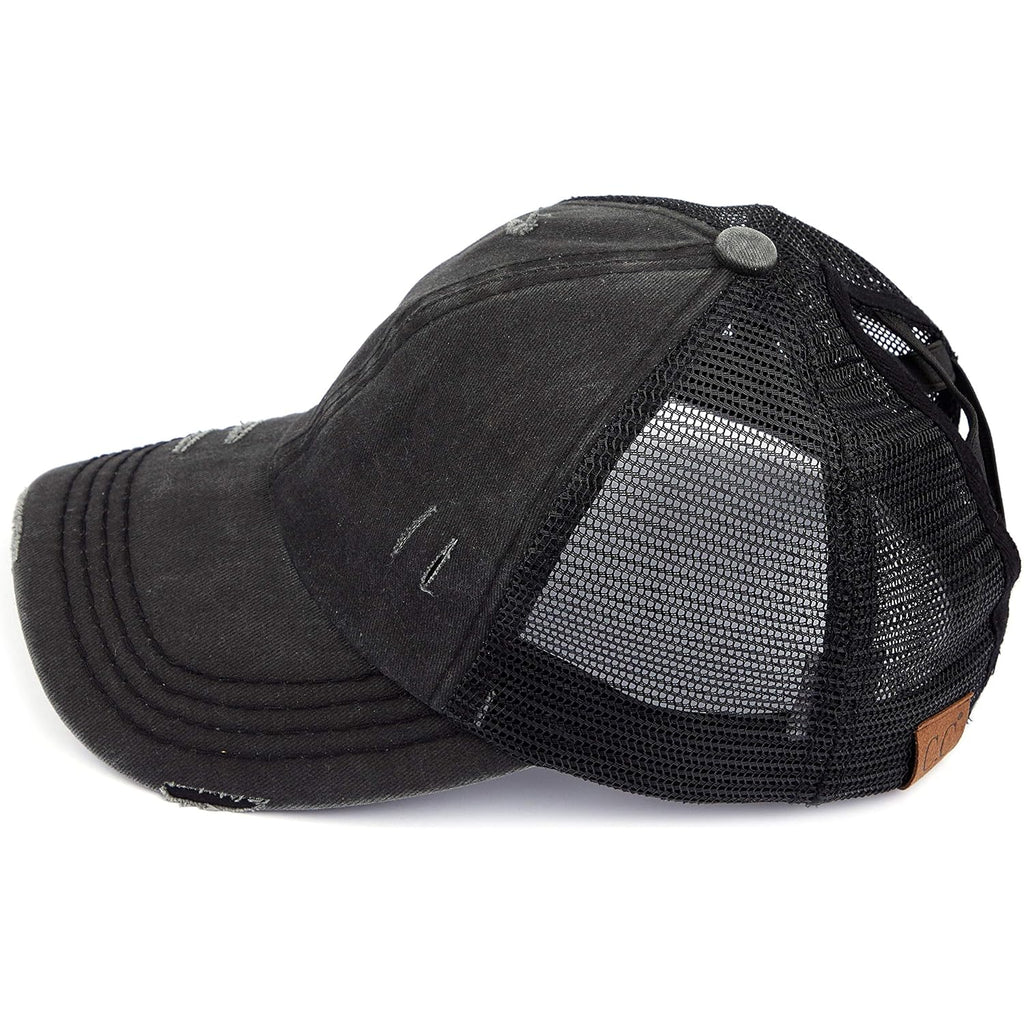 C.C Ponycap Messy High Bun Ponytail Adjustable Glitter Mesh Trucker Baseball Cap
