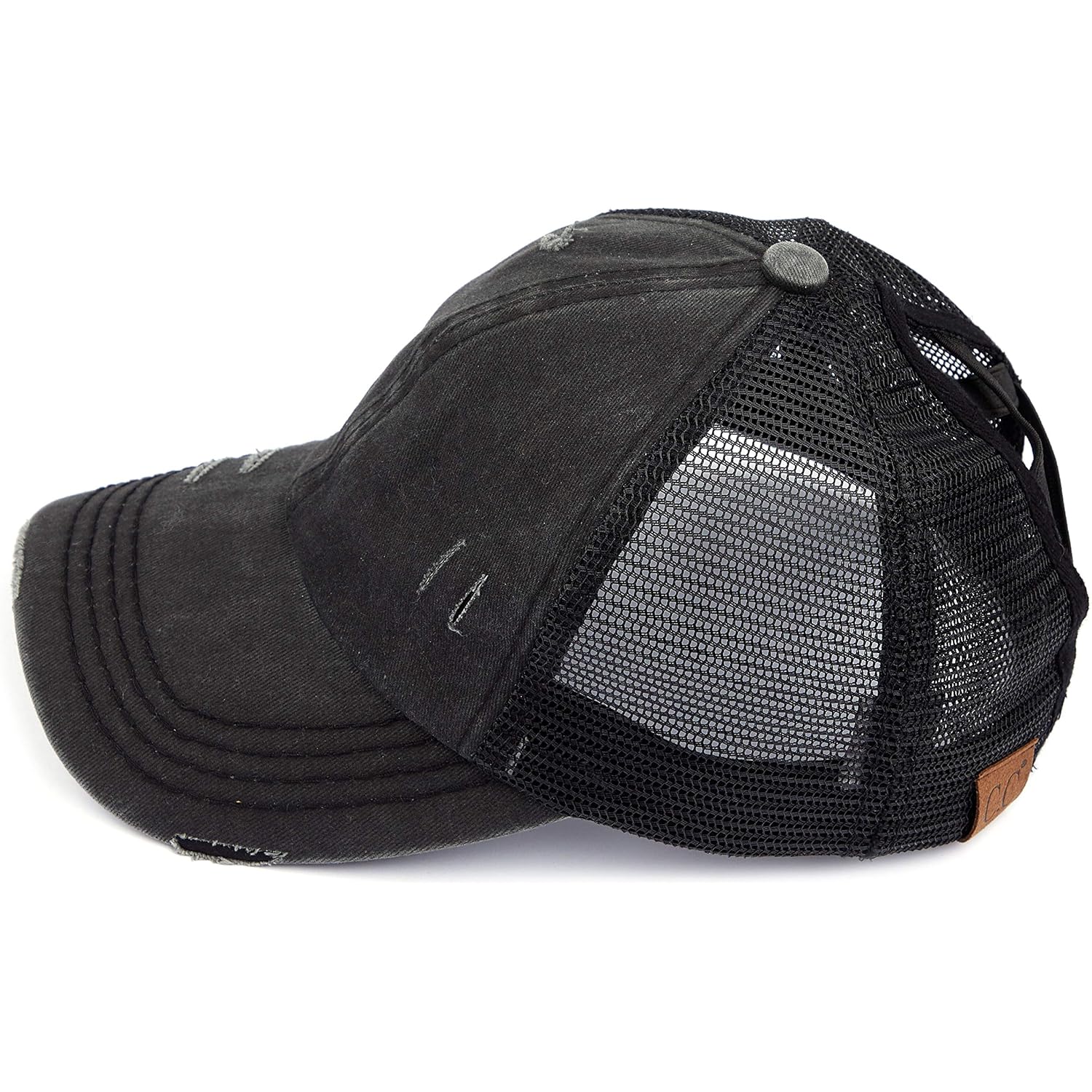 C.C Ponycap Messy High Bun Ponytail Adjustable Glitter Mesh Trucker Baseball Cap