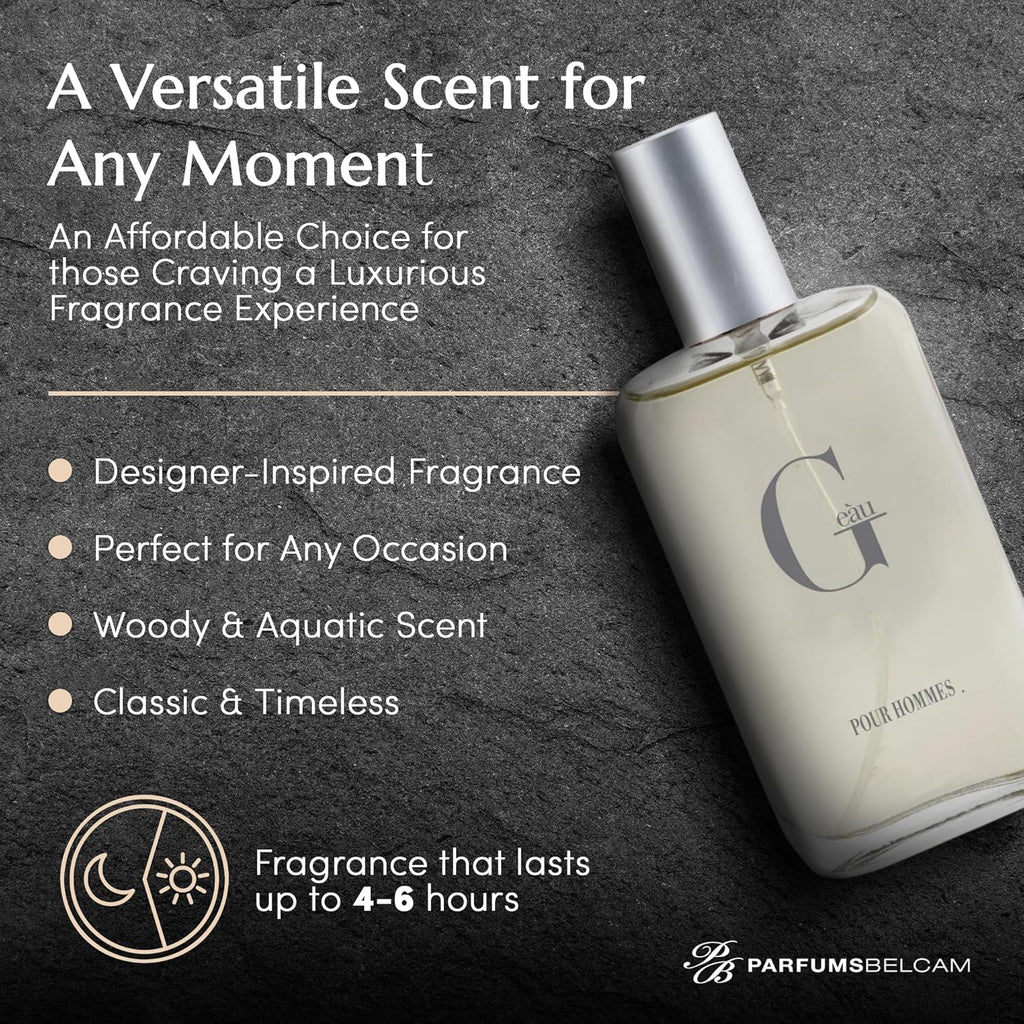 PB ParfumsBelcam G eàu Eau de Toilette Perfume Spray for Men - 3.4 Fl Oz Affordable Long Lasting Cologne, Modern Masculine Scent with Woody Citrus Fragrance Made with Premium Oils for All Day Use