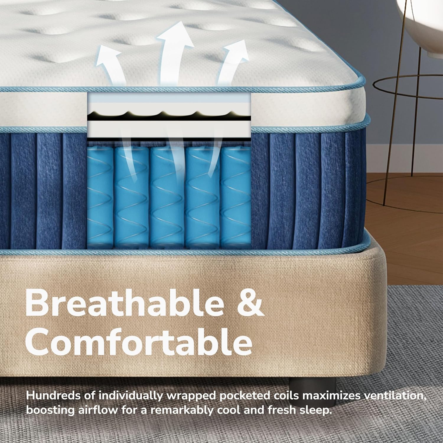 Queen Mattress Medium Firm 12 Inch Hybrid Mattress,Certified Safe Foams & Fabric For Cooling Motion Isolation & Breathable Sleep, Pressure Relief, Fiberglass Free